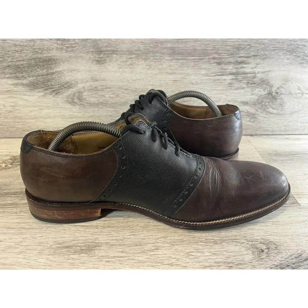 Cole Haan Leather Dress‎ Shoes Two Tone Brown Black C21807 Mens 9.5 Lace Up